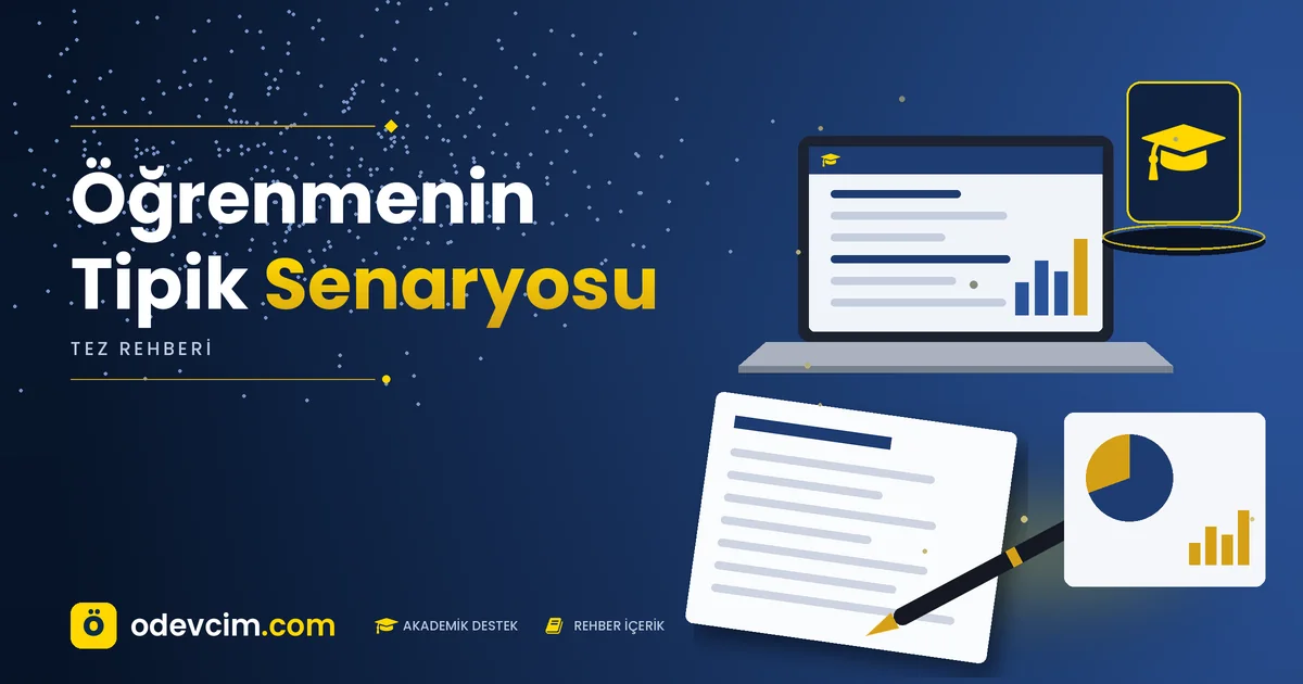 Öğrenmenin Tipik Senaryosu  Ödevcim kapak görseli kep simgeli akademik belge illüstrasyonu