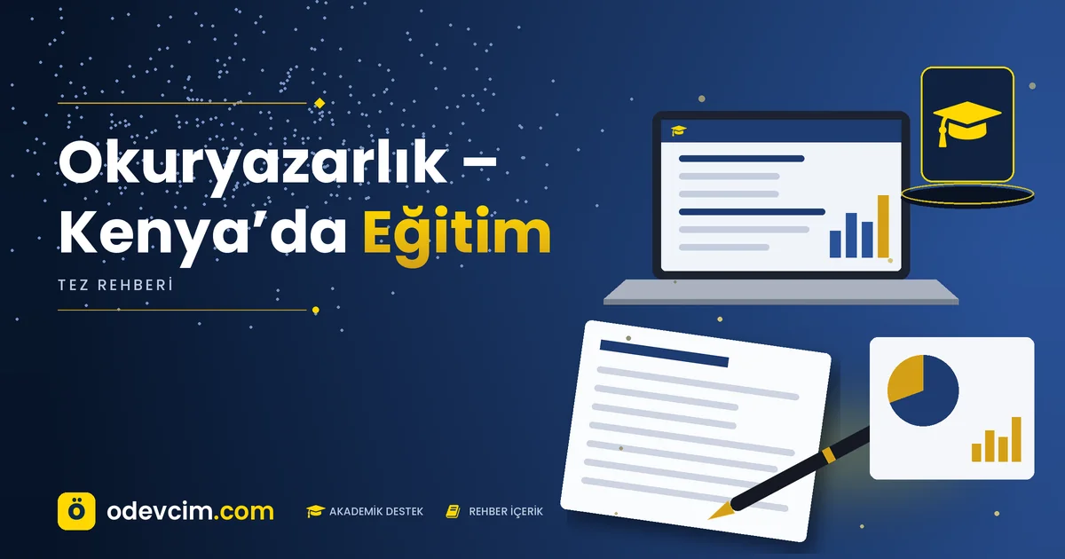 Okuryazarlık – Kenya’da Eğitim – Ödevcim kapak görseli, kep simgeli akademik belge illüstrasyonu