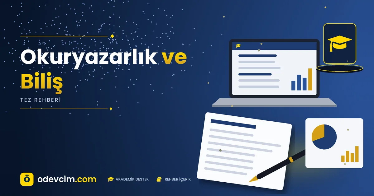 Okuryazarlık ve Biliş – Ödevcim kapak görseli, kep simgeli akademik belge illüstrasyonu