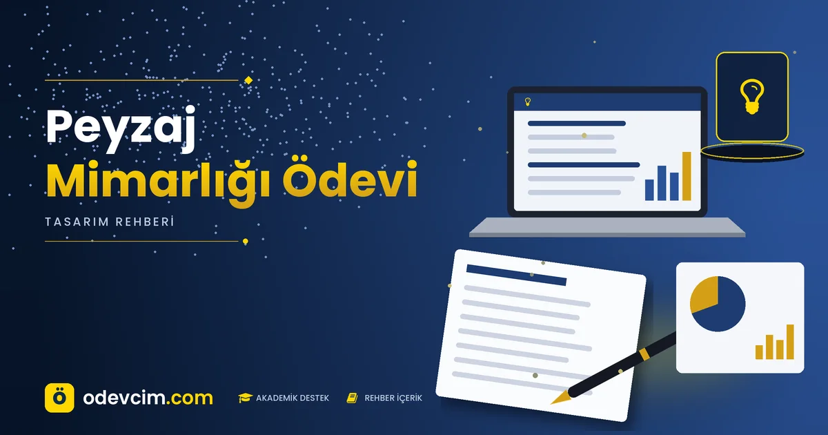 Peyzaj Mimarlığı Ödevi – Ödevcim kapak görseli, peyzaj tasarım rehberi illüstrasyonu