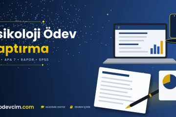 Psikoloji ödev yaptırma rehberi  Ödevcim kapak görseli ampul simgeli çalışma masası illüstrasyonu