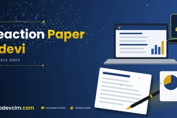 Reaction Paper Ödevi  Ödevcim kapak görseli kalem simgeli akademik belge illüstrasyonu
