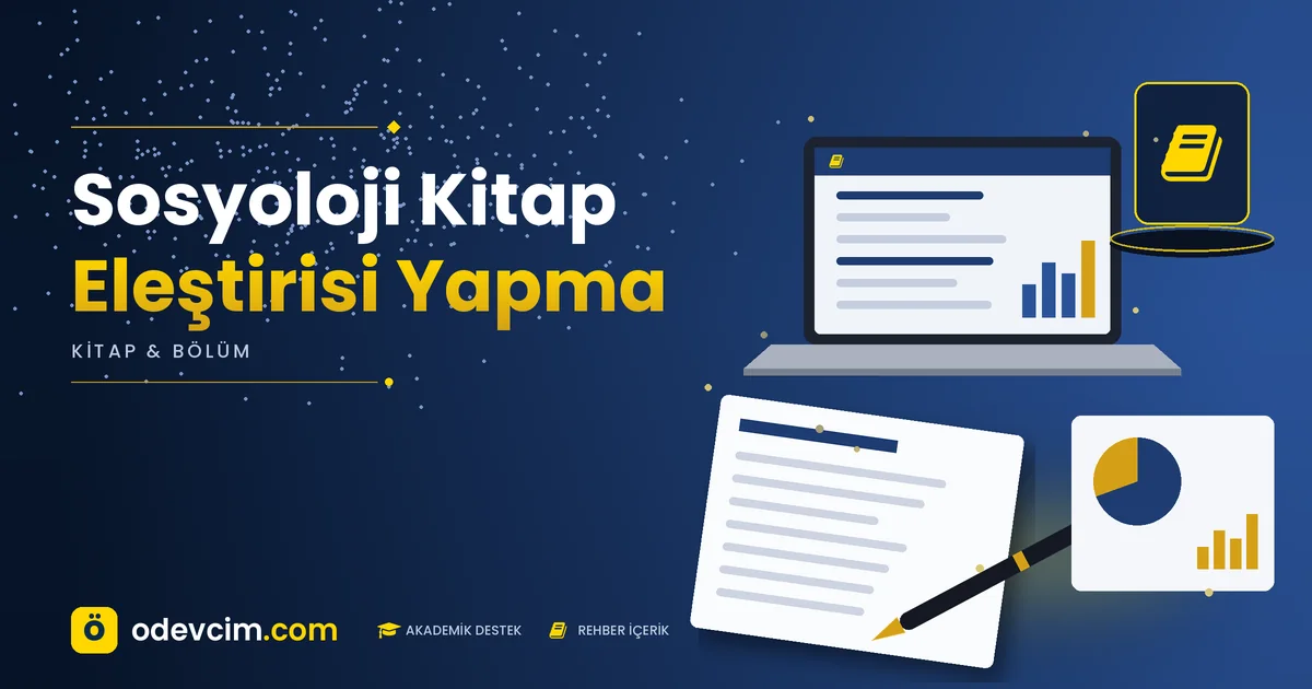 Sosyoloji Kitap Eleştirisi Yapma – Ödevcim kapak görseli, kitap simgeli akademik belge illüstrasyonu