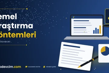 Temel Araştırma Yöntemleri  Ödevcim kapak görseli kalem simgeli akademik belge illüstrasyonu