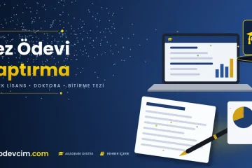 Tez ödevi yaptırma rehberi  Ödevcim kapak görseli mezuniyet kepi simgeli akademik tez illüstrasyonu