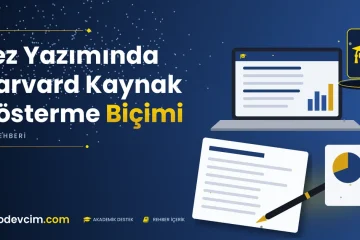 Tez Yazımında Harvard Kaynak Gösterme Biçimi  Ödevcim kapak görseli kep simgeli akademik belge illüstrasyonu