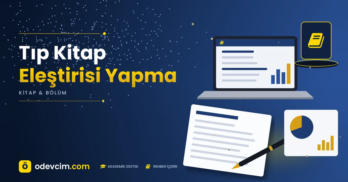 Tıp Kitap Eleştirisi Yapma – Ödevcim kapak görseli, kitap simgeli akademik belge illüstrasyonu