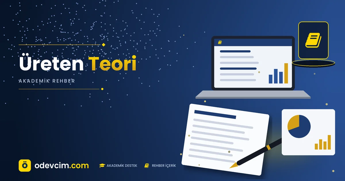 Üreten Teori – Ödevcim kapak görseli, kitap simgeli akademik belge illüstrasyonu