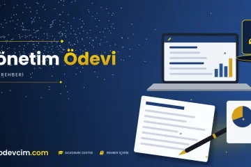 Yönetim Ödevi  Ödevcim kapak görseli kalem simgeli akademik belge illüstrasyonu