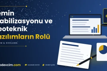 Zemin Stabilizasyonu ve Geoteknik Yazılımların Rolü  Ödevcim kapak görseli kod simgeli akademik belge illüstrasyonu